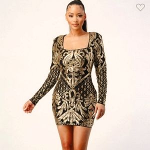Sequin Long Sleeve Mini Dress
